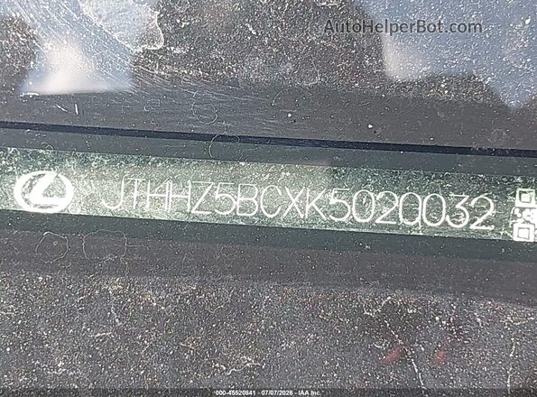 JTHHZ5BCXK5020032 2019 LEXUS RC 350 Silver 