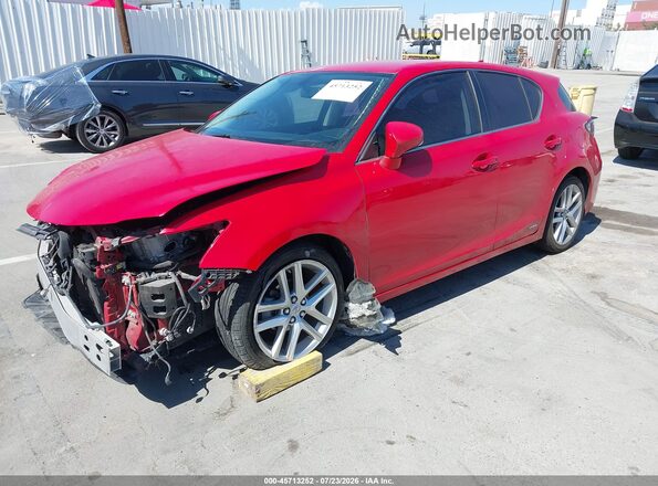 JTHKD5BH2G2265674 2016 LEXUS CT 200H Red Առջևի ձախ երեք քառորդ տեսարան
