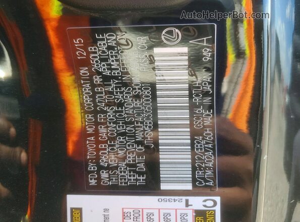 JTHSM5BC3G5000801 2016 LEXUS RC Black Widok naklejki z numerem VIN