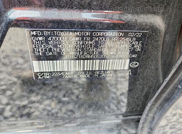 JTHSZ1B28N5052052 2022 LEXUS IS Black Շարժիչի բաժամունքի տեսք