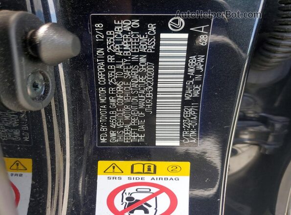 JTHU9JBH3K2002007 2019 LEXUS UX Black Շարժիչի բաժամունքի տեսք