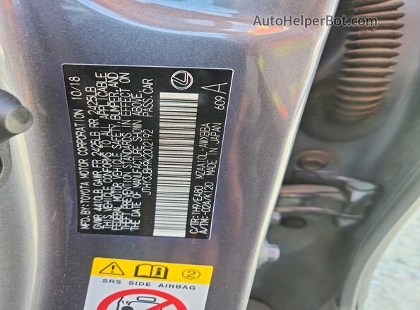 JTHY3JBH9K2002192 2019 LEXUS UX Gray Vista de la etiqueta del VIN