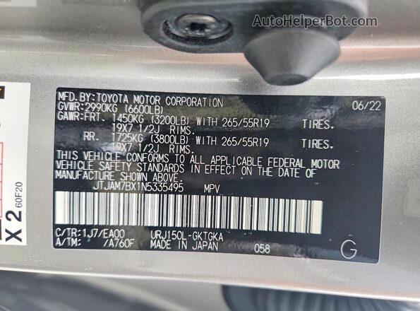 JTJAM7BX1N5335495 2022 LEXUS GX Gray Vista interior de 360 grados