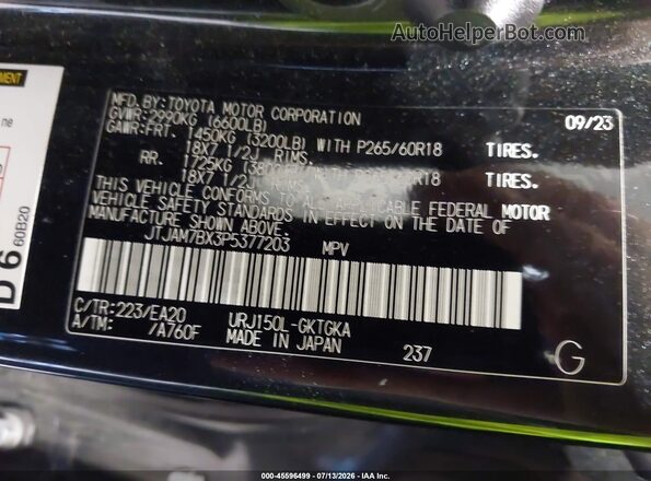 JTJAM7BX3P5377203 2023 LEXUS GX 460 Черный Вид подкапотного пространства