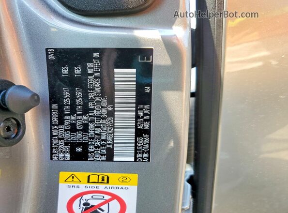 JTJBARBZ1K2197528 2019 LEXUS NX Silver Vista de la etiqueta del VIN