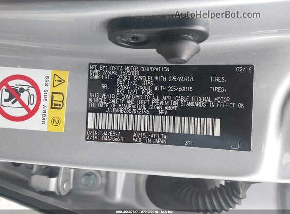 JTJBARBZ3G2072196 2016 LEXUS NX 200T White Widok komory silnika