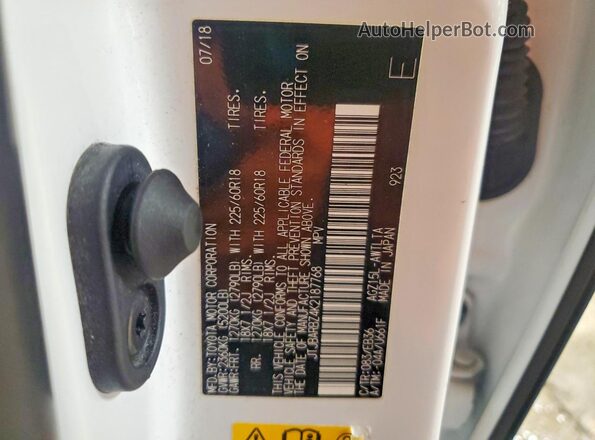 JTJBARBZ4K2187768 2019 LEXUS NX White Vista de la etiqueta del VIN
