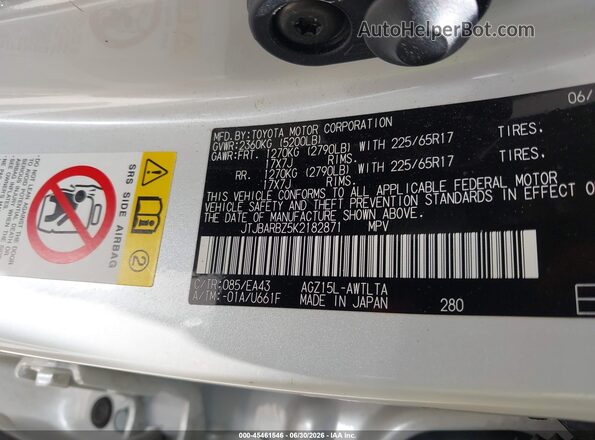 JTJBARBZ5K2182871 2019 LEXUS NX 300 White Շարժիչի բաժամունքի տեսք