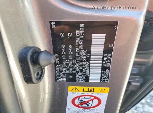 JTJBARBZ6G2095052 2016 LEXUS NX Silver Widok naklejki z numerem VIN