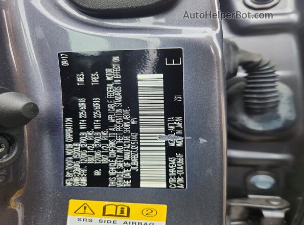 JTJBARBZ7J2151443 2018 LEXUS NX Серый Вид наклейки с VIN-кодом