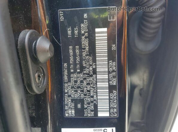 JTJBM7FX3J5195698 2018 LEXUS GX Black Vista de la etiqueta del VIN