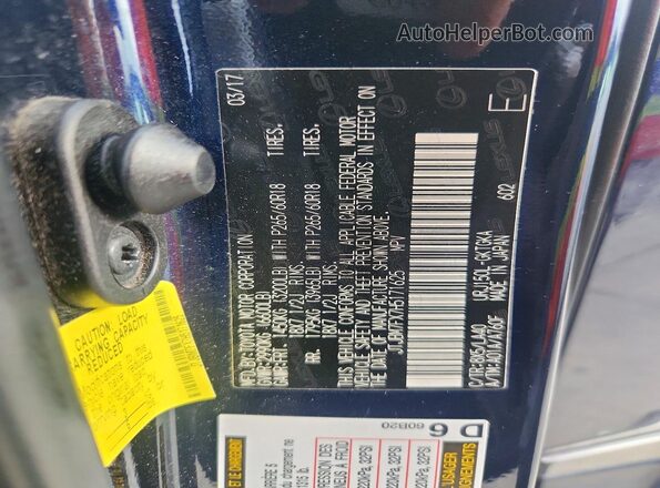 JTJBM7FX7H5171625 2017 LEXUS GX Black VIN კოდის სტიკერის ხედი
