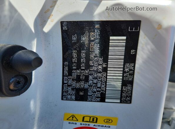 JTJBZMCA1H2015601 2017 LEXUS RX White Vista de la etiqueta del VIN