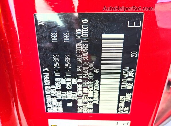 JTJCHMAA4P2006464 2023 LEXUS RX Red Vista de la etiqueta del VIN