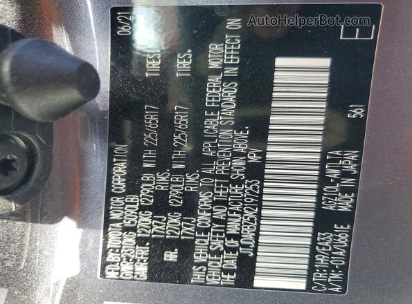 JTJDARBZ5M2197253 2021 LEXUS NX Угольный Вид наклейки с VIN-кодом