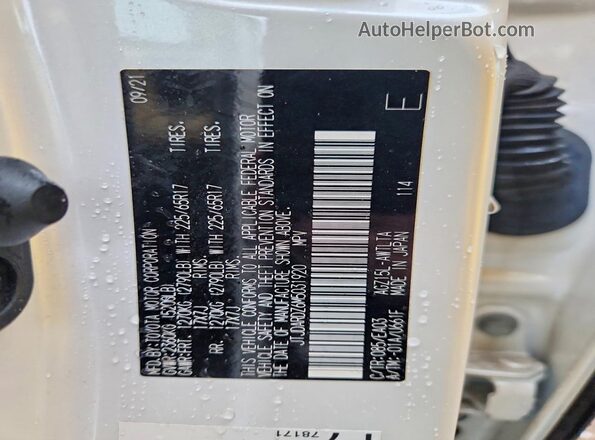 JTJDARDZ6M5031920 2021 LEXUS NX White Vista de la etiqueta del VIN