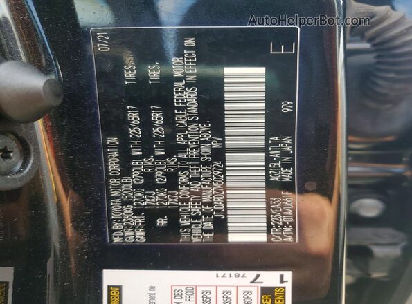 JTJDARDZ7M5029724 2021 LEXUS NX Black Вид наклейки з VIN-кодом