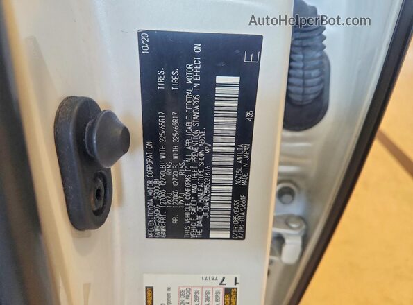 JTJDARDZ8M5021616 2021 LEXUS NX White VIN კოდის სტიკერის ხედი