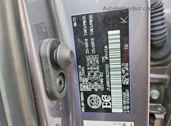 JTJGARDZ0M2259300 2021 LEXUS NX300 Gray VIN კოდის სტიკერის ხედი