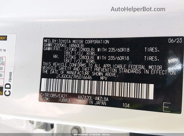 JTJGDCAZ7R5016646 2024 LEXUS NX 250 White Շարժիչի բաժամունքի տեսք