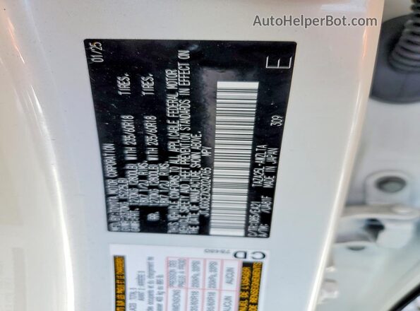 JTJGGCEZXS2024765 2025 LEXUS NX White Widok naklejki z numerem VIN