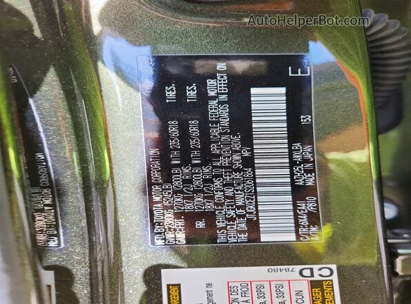 JTJGKCEZ1S2061864 2025 LEXUS NX Green Vista de la etiqueta del VIN
