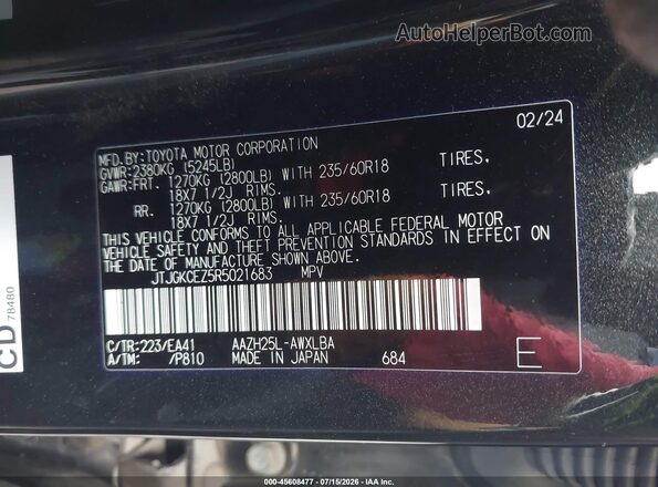 JTJGKCEZ5R5021683 2024 LEXUS NX 350H Black Widok komory silnika