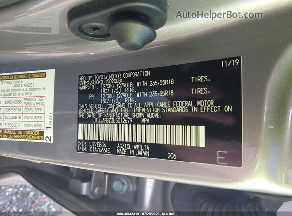 JTJJARBZ3L5012679 2020 LEXUS NX 300 Gray Widok komory silnika