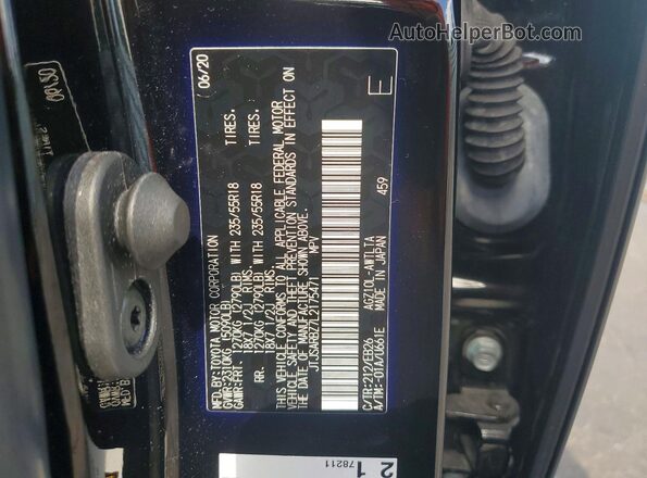 JTJSARBZ7L2175471 2020 LEXUS NX Black Вид наклейки з VIN-кодом
