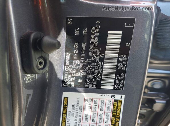 JTJSARDZ4M2257365 2021 LEXUS NX Gray Вид наклейки з VIN-кодом