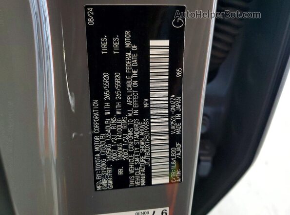 JTJTBCDX1R5019959 2024 LEXUS GX Gray Vista de la etiqueta del VIN