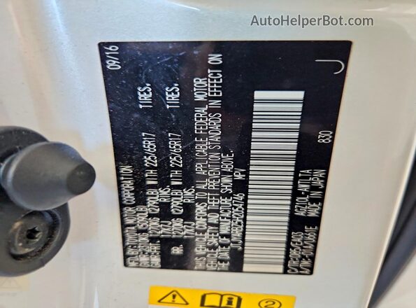 JTJYARBZ5H2054746 2017 LEXUS NX White VIN կոդի պիտակի տեսք