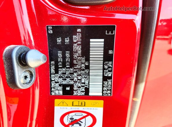 JTJYARBZ5J2111405 2018 LEXUS NX Red VIN sticker view