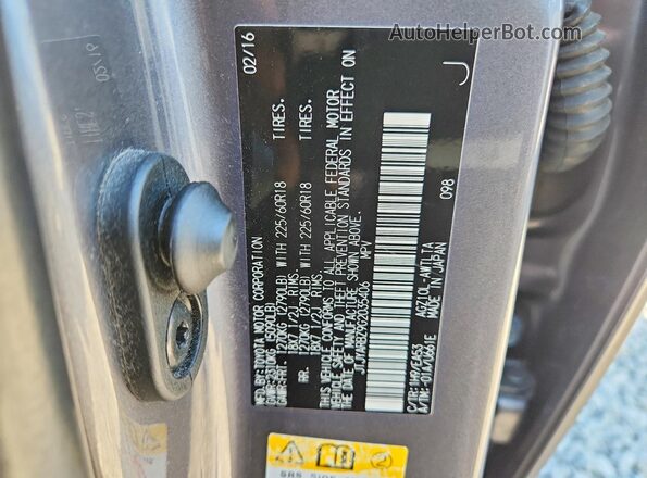 JTJYARBZ9G2035406 2016 LEXUS NX Gray VIN կոդի պիտակի տեսք