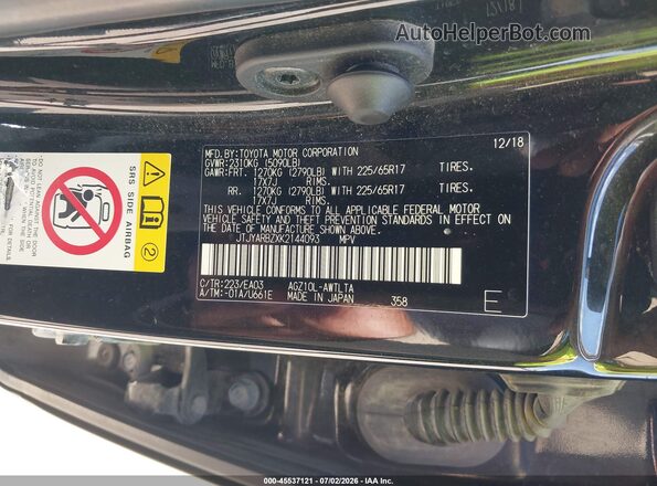 JTJYARBZXK2144093 2019 LEXUS NX 300 Черный Вид подкапотного пространства