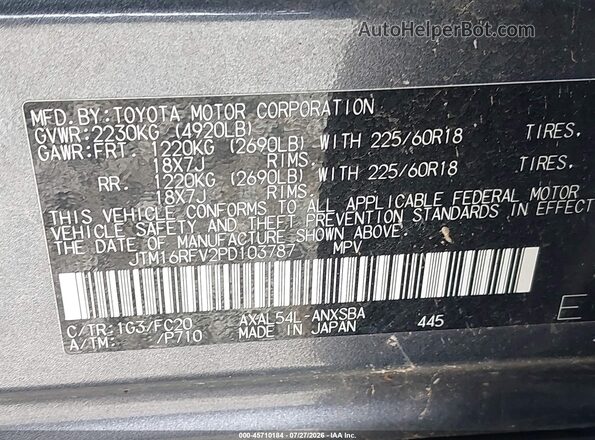 JTM16RFV2PD103787 2023 TOYOTA RAV4 HYBRID Gray Engine compartment view
