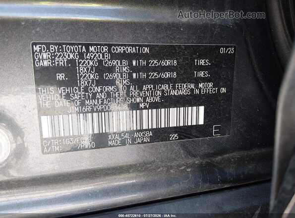 JTM16RFV9PD083408 2023 TOYOTA RAV4 HYBRID Gray Widok komory silnika