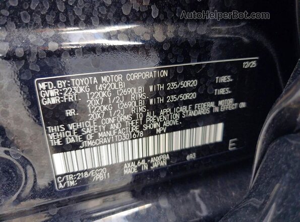 JTM6CRAV1TD301678 2026 TOYOTA RAV4 Black Vista de la etiqueta del VIN
