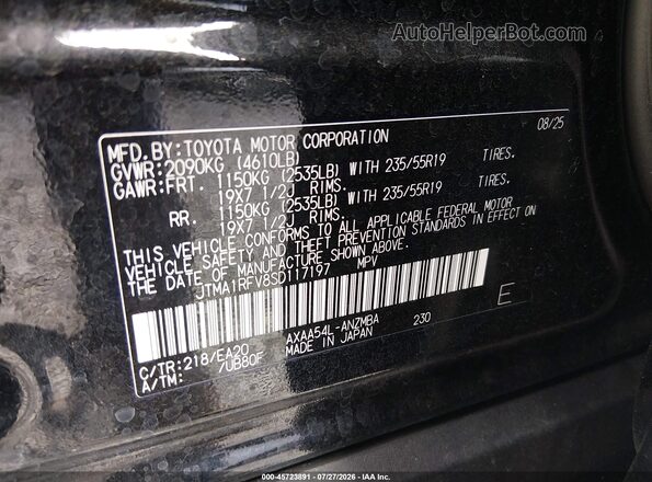 JTMA1RFV8SD117197 2025 TOYOTA RAV4 Черный Вид подкапотного пространства