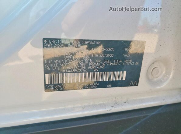 JTMAAAAA8PA027160 2023 TOYOTA BZ4X White VIN sticker view
