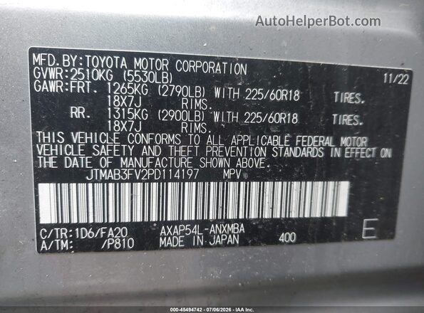 JTMAB3FV2PD114197 2023 TOYOTA RAV4 PRIME Silver Շարժիչի բաժամունքի տեսք