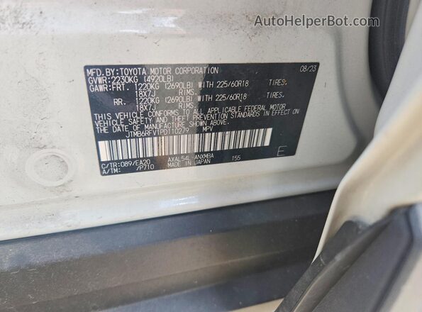 JTMB6RFV1PD110279 2023 TOYOTA RAV4 White Widok naklejki z numerem VIN