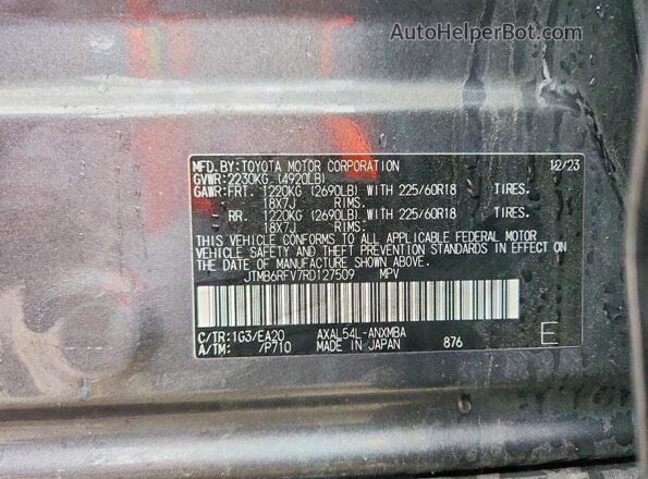 JTMB6RFV7RD127509 2024 TOYOTA RAV4 Charcoal VIN sticker view