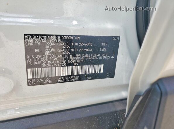 JTMB6RFV7SJ079291 2025 TOYOTA RAV4 White VIN կոդի պիտակի տեսք