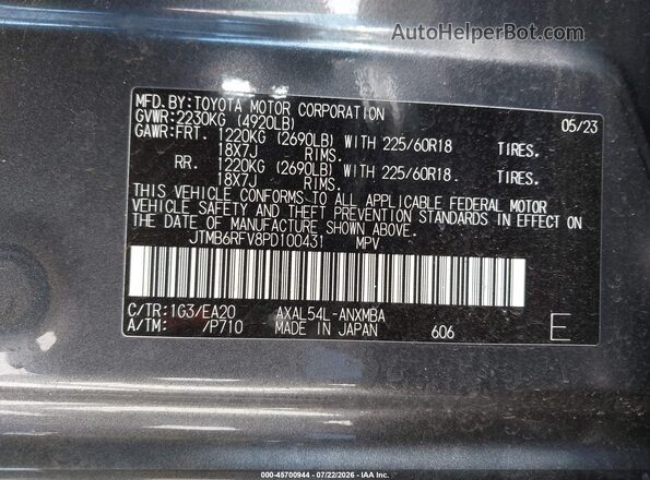 JTMB6RFV8PD100431 2023 TOYOTA RAV4 HYBRID Gray Widok komory silnika