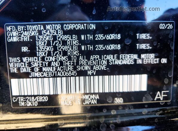 JTMBCAEB7TA006845 2026 TOYOTA BZ Black Vista interior de 360 grados