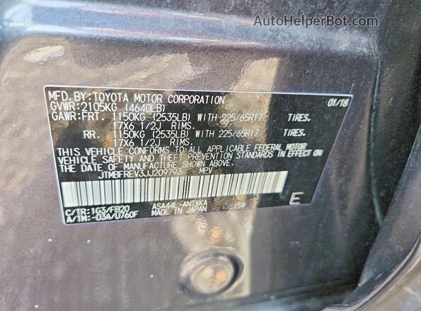 JTMBFREV3JJ209793 2018 TOYOTA RAV4 Gray Սալոնի 360 աստիճան տեսք