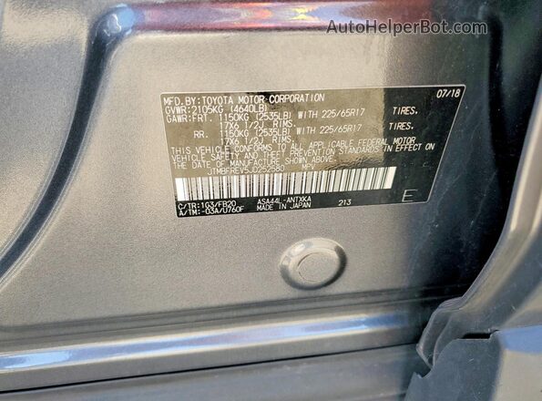 JTMBFREV5JD252580 2018 TOYOTA RAV4 Gray Вид наклейки з VIN-кодом
