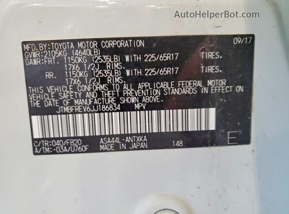 JTMBFREV6JJ186834 2018 TOYOTA RAV4 White 360 interior view