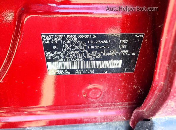 JTMBFREV8JD255652 2018 TOYOTA RAV4 Red Вид наклейки з VIN-кодом